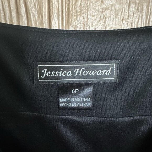 Jessica Howard Chiffon Ruffled Tiered Layered Dress Black Gem Detail Formal 6P - Picture 6 of 8